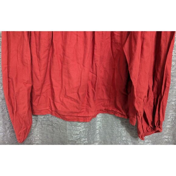 Ana Peasant Style Long Sleeve 100% Cotton Shirt Women's 1X Plus Burnt Orange NWT - Picture 8 of 10